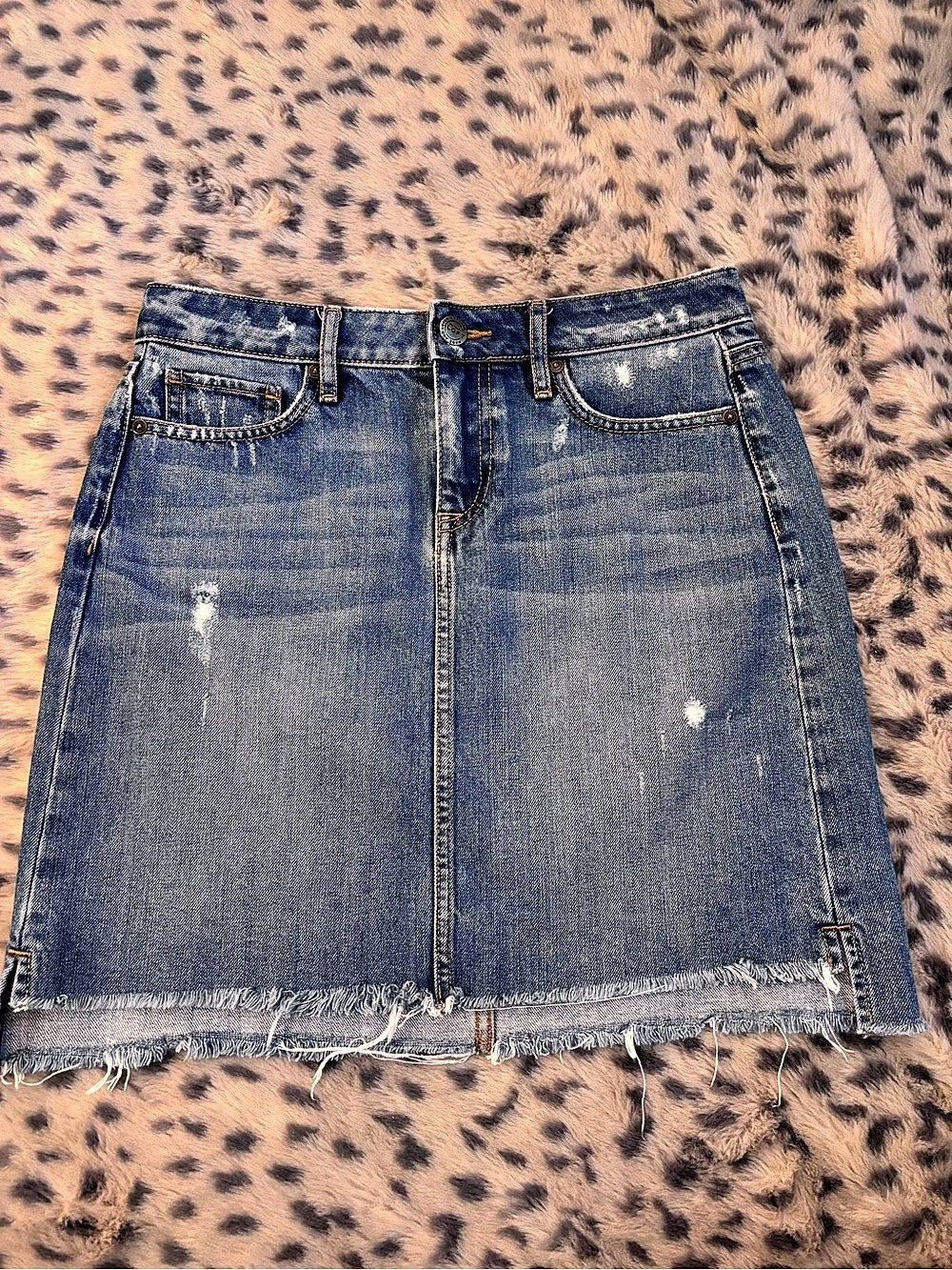LOFT Distressed Denim Mini Skirt Size 2